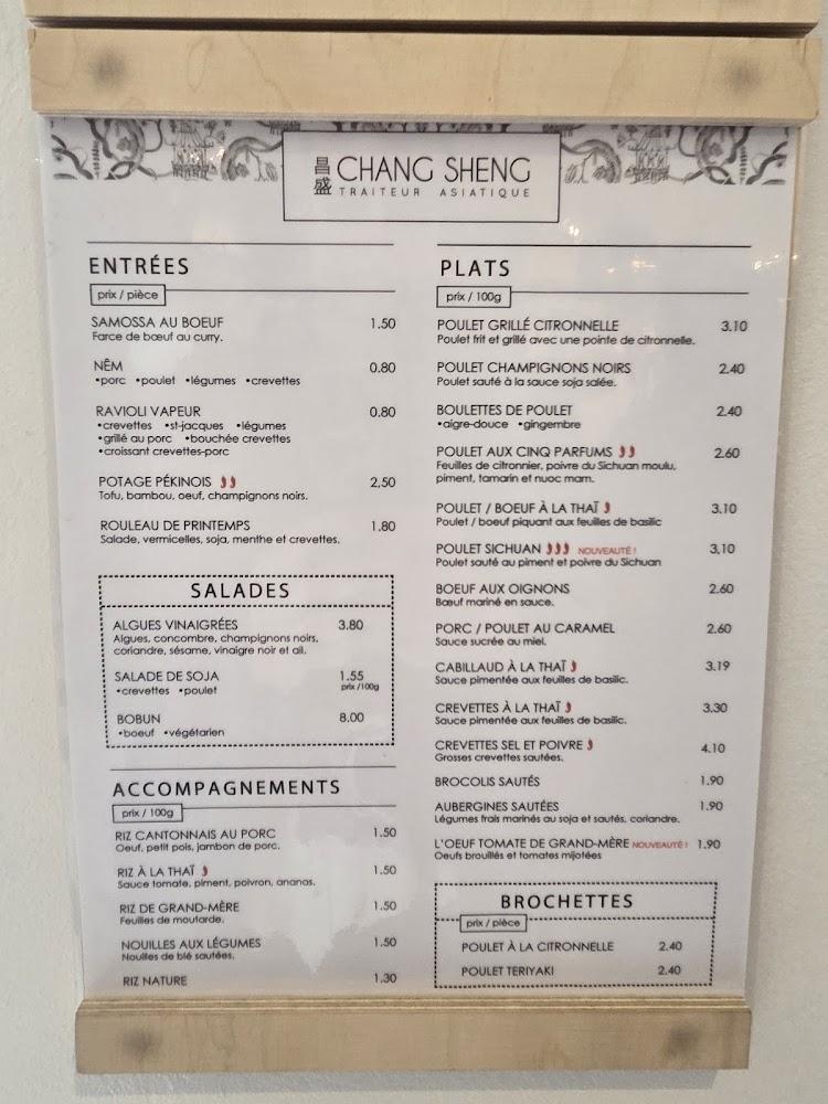 Restaurant Chinois Chang Sheng - Menu Image 1